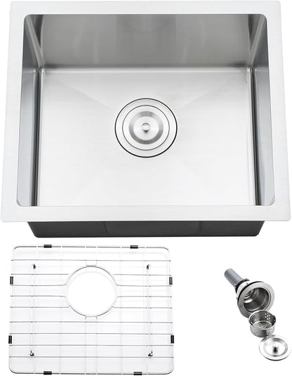 Undermount Bar Sink, Jshozzy 18"x15"x10" Wet Bar Sink Undermount Stainless Steel Hademade 16 Gauge Single Bowl Kitchen Sinks with Drain Strainer