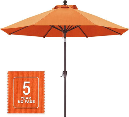 MASTERCANOPY 9ft Olefin 5-Year-Non-Fading Patio Umbrella Tangerine-colored | UV/Water/Fade-Resistant Canopy, Vented Top, 8 Fiberglass Ribs – Ideal For Deck, Yard, Market