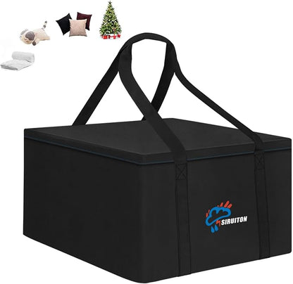 SIRUITON Cushion Storage Bag 600D Oxford,Waterproof,32" L x 32" W x 24" H | Heavy duty, rip proof, with handle & zipper, for patio & garden cushions, UV-resistant, all-weather protection