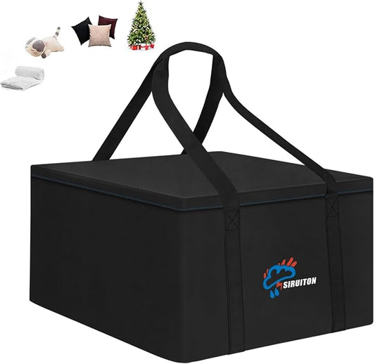 SIRUITON Cushion Storage Bag 600D Oxford,Waterproof,32" L x 32" W x 24" H | Heavy duty, rip proof, with handle & zipper, for patio & garden cushions, UV-resistant, all-weather protection