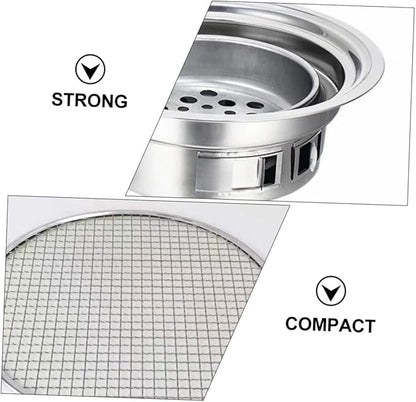 DOITOOL Portable Stainless Steel Korean Charcoal Barbecue Grill Small Outdoor Bbq Stove with Grill Net for Home and Camping Use