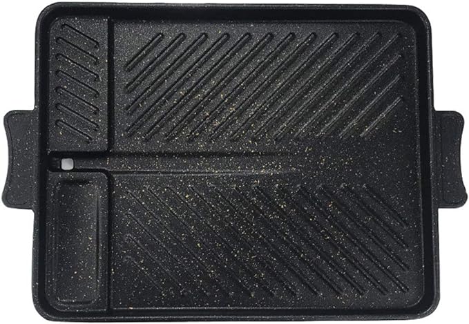 Korean-Style Non-Stick Smokeless Rectangular Grill Pan Baking Tray Barbecue Plate for Indoor Outdoor BBQ