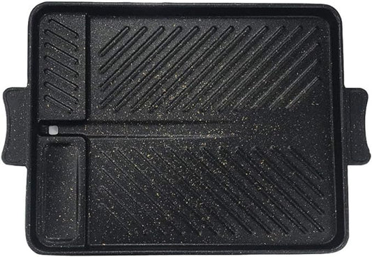 Korean-Style Non-Stick Smokeless Rectangular Grill Pan Baking Tray Barbecue Plate for Indoor Outdoor BBQ