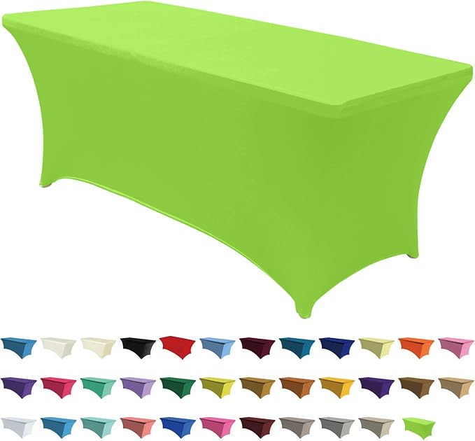 ABCCANOPY 6FT Spandex Table Cover, Stretch Fitted Tablecloth, Light Green | Rectangular Tight, Fitted, Washable and Wrinkle Resistant Table Protector for Wedding, Banquet,Birthday, Party, Event