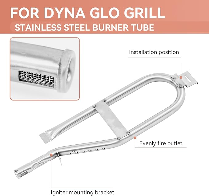 Grill Parts for Dyna-Glo 5 Burner DGH474CRP DGH483CRP DGH485CRP, Dyna-Glo 4 Burner DGH450CRP Dyna-Glo 3 Burner DGH373CRP, Porcelain Heat Plate Stainless Steel Burner for Revoace GBC1793W