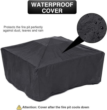Anraja Fire Pit 32" Wood Burning Firepit Metal Square Outdoor Fire Tables Steel BBQ Gril Fire Pit Bowl withSpark Screen Cover, Poker Log Grate for Patio Bonfire Camping Backyard Garden Picnic1