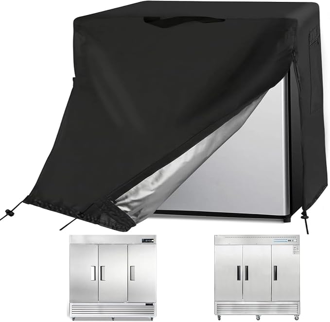 82W Commercial Refrigerator Cover for 72 Cu Ft Industrial Upright Fridge | 82x33x83,Waterproof Dustproof Heavy Duty Oxford Fabric,for 82" W Commercial 72 Cu.ft 4 Door Stainless Steel Freezer Combo