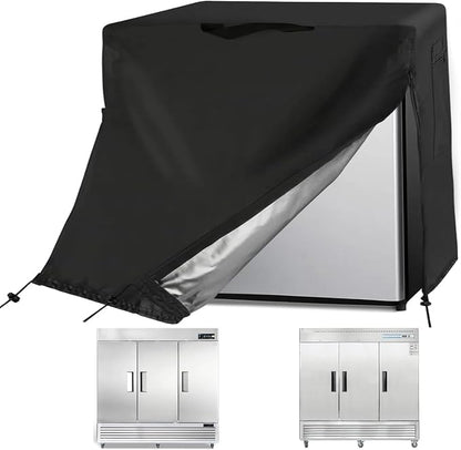 82W Commercial Refrigerator Cover for 72 Cu Ft Industrial Upright Fridge | 82x33x83,Waterproof Dustproof Heavy Duty Oxford Fabric,for 82" W Commercial 72 Cu.ft 4 Door Stainless Steel Freezer Combo
