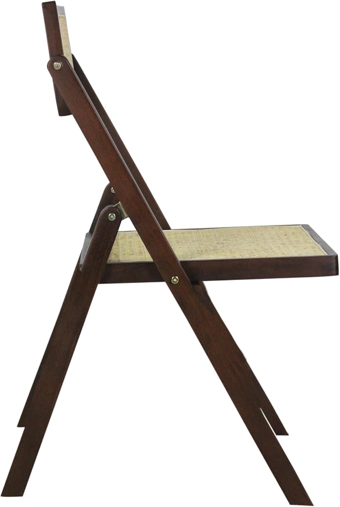 JONATHAN Y Theo Teak Wood and Rattan Folding Chairs, Set of 2, Dark Brown | Woven Cane Seat And Back, Portable Lightweight Design, For Dining And Living Room, Mid-Century Vintage Bohemian Style