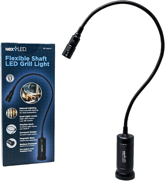 NextLED NT-7647-F Magnetic BBQ Grilling Light for Outdoor Grill, Warm Natural Lighting Shows True Color of Your Food, 18-Inch Flexible Gooseneck, Heat & Weather Resistant, IP-54, Gift for Dad