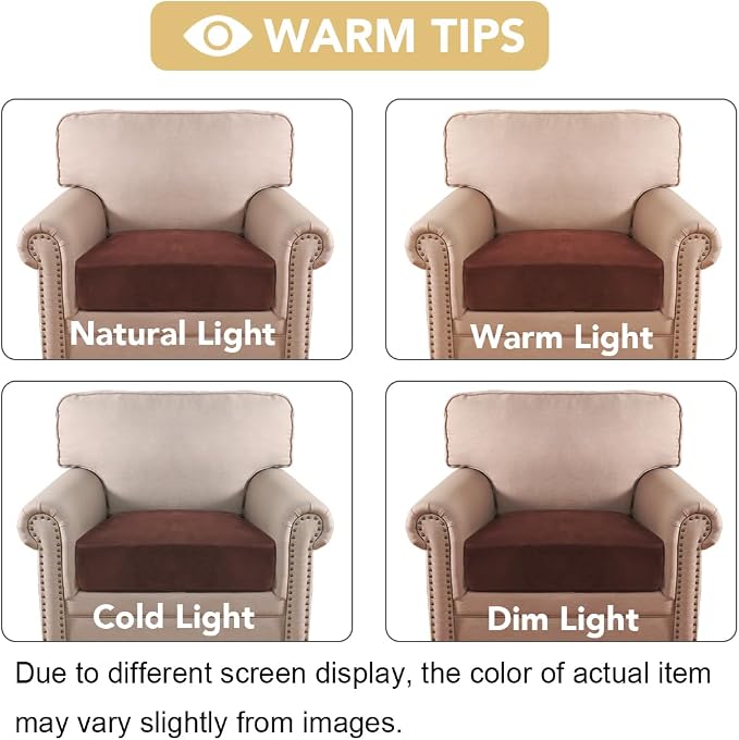 H.VERSAILTEX Velvet Stretch Couch Cushion Cover Plush Cushion Slipcover for Chair Cushion Furniture Protector Seat Cushion Sofa Cover (1 Piece Armchair Cushion Covers, Burnt Brick)