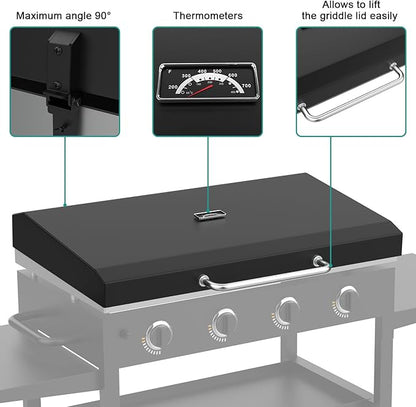 Upgraded Griddle Hinged Lid for 36" Blackstone 1554 1863 1825 1818 1565 1560 2149 1841 1866 2122 2151 2177, Hard Cover with Thermometer and Cover for Blackstone 36 Inch Griddle Accessories