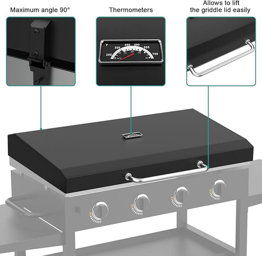 Upgraded Griddle Hinged Lid for 36" Blackstone 1554 1863 1825 1818 1565 1560 2149 1841 1866 2122 2151 2177, Hard Cover with Thermometer and Cover for Blackstone 36 Inch Griddle Accessories