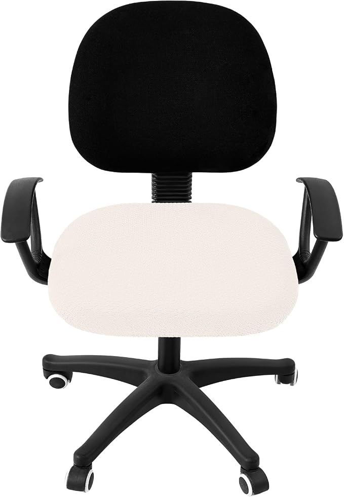 Smiry Office Computer Chair Seat Covers for Desk, Anti-dust Protector | Stretch Jacquard Removable Washable Desk Chair Seat Cushion Protectors, Ivory