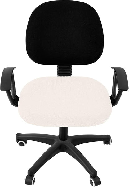 Smiry Office Computer Chair Seat Covers for Desk, Anti-dust Protector | Stretch Jacquard Removable Washable Desk Chair Seat Cushion Protectors, Ivory