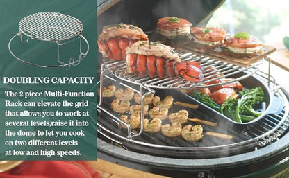 for Big Green Egg-XL 5-Piece Upgraded Replacement Kit for Large Eggspander, Including Multi-Function Grill Rack,Conveggtor Basket, Made of Stainless Steel, Expanded Cooking System