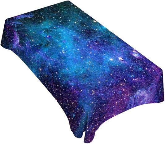 TKS MITLAN Galaxy Purple Decorative Rectangle Tablecloth Universe Planet Stars Shine Milky Polyester Table Cloths Kitchen Table Cover for Dining BBQ Picnic Coffee Table 52 x 70 Inch 4-6 Seats