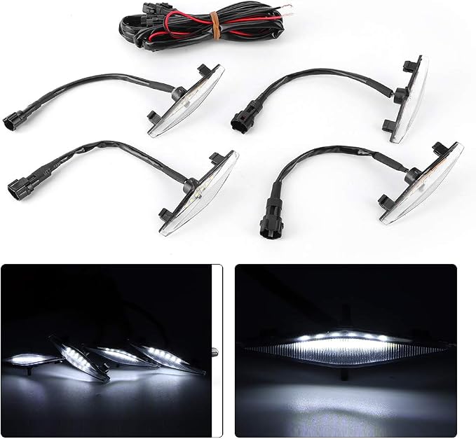 Grille Lamp LED Lights Bright Light for Pro 2014-2019 ABS Plastic 4 Pcs (White Case)