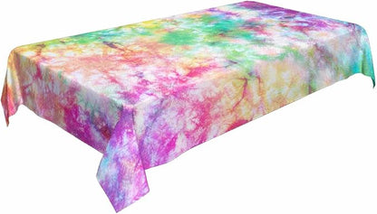 TKS MITLAN Tie Dye Tablecloth 60x84 Inch Rectangular Rainbow Splash Tie Dye Pattern Oblong Table Cloth Kitchen Table Decorations for Home Dinner Party