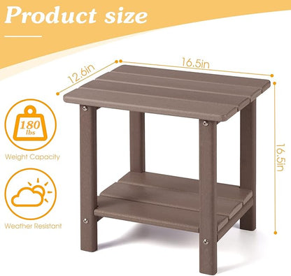 Apolimi Adirondack Outdoor Side Table, 2-Tier Sturdy Patio End Table Weather Resistant, 16.5" Solid Side Table for Patio, Pool, Porch