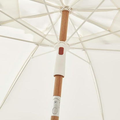 6FT Patio Beach Umbrella, UPF 50+ Sun Shade, Adjustable Tilt | Portable & Vented Outdoor Umbrella for Sand, Backyard & Garden, Harbour White (Ivory & Navy)