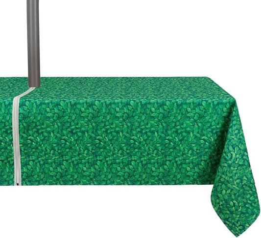 EHouseHome Outdoor Indoor 60x84 inch Rectangle Tablecloth with Umbrella Hole and Zipper, Waterproof Patio Table Cloths, Spring/Summer Table Covers for Backyard Circular Table/BBQs/Picnic