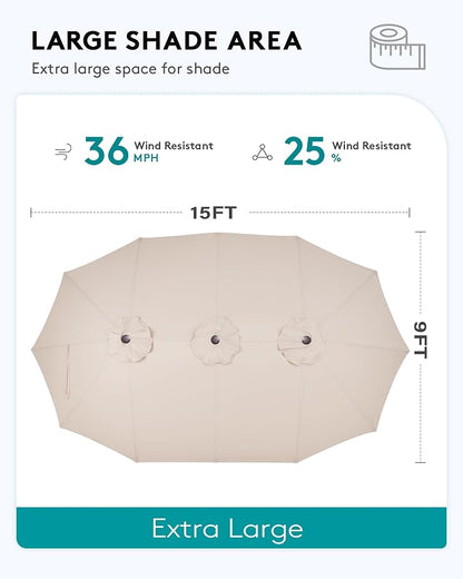 SERWALL HDPE Patio Furniture Set with 15FT Patio Umbrella, 7-piece Outdoor Sectional Sofa Set, All Weather Patio Couch Set for Deck, Gray &Gray (Umbreall Base not Included)