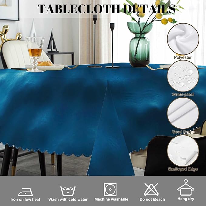 Swono Ocean Waves Table Covers 52x70 Inch Tropical Blue Ocean Waves Seawater Flow Wipeable Tablecloth Kitchen Dinning Tabletop Decoration, Table Cloth for Outdoor and Indoor Use