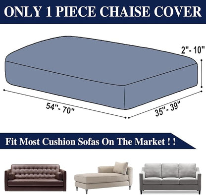 LA MEACK Couch Cushion Cover for Chaise Lounge & Sofa (Washable, Stretch, Separate Seat, 1 Piece for Chaise or Sofa 3-Seater, Navy)