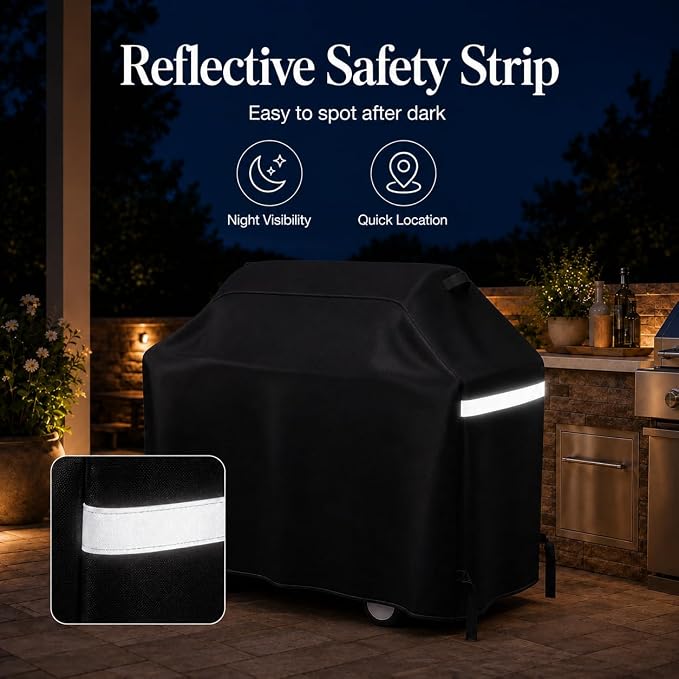 GRISUN Waterproof Grill Cover 65 Inch for Outdoor Grill | Fits Weber, Char-Broil, Nexgrill, Kenmore, Heavy-Duty 600D Anti-Fade BBQ Gas Grill Cover with Portable Handle