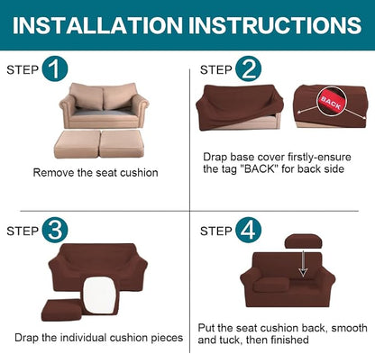 Turquoize 3 Piece Sofa Covers For 2 Cushion Couch Sofa Slipcover Soft Couch Cover For Dogs-Washable Sofa Furniture Cover With 2 Individual Cushion Covers, Thick Jacquard Fabric (Loveseat, Burnt Brick)