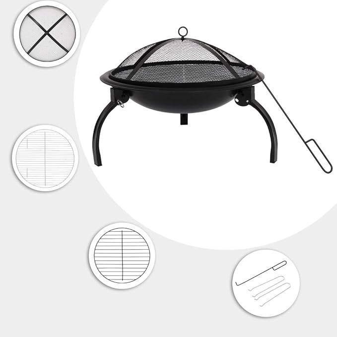 ZOKOP 21 Inch Charcoal Grill (with Charcoal Net) Carrying Bag, Black