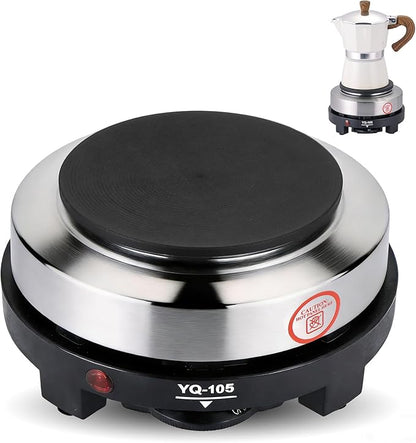 NATGAI 500W Small Hot Plate Electric Hot Plate, Portable Mini Hot Plate, Adjustable Temperature Single Burner for Moka Pot, Coffee, Milk, Water Heating, 5.5" Portable Electric Stove(110V US Plug)