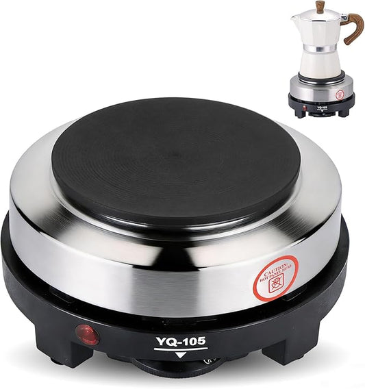 NATGAI 500W Small Hot Plate Electric Hot Plate, Portable Mini Hot Plate, Adjustable Temperature Single Burner for Moka Pot, Coffee, Milk, Water Heating, 5.5" Portable Electric Stove(110V US Plug)