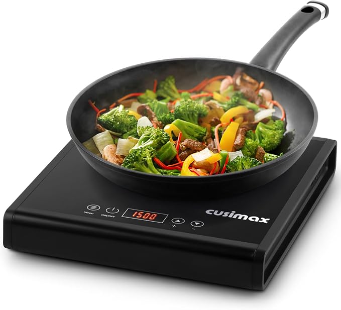 CUSIMAX Hot Plate 1500W Infrared Burner with Touch Panel, LED Display, Adjustable Power and Time 2h, Portable Electric Stove Crystal Glass Countertop Burner, Compatible with All Cookware