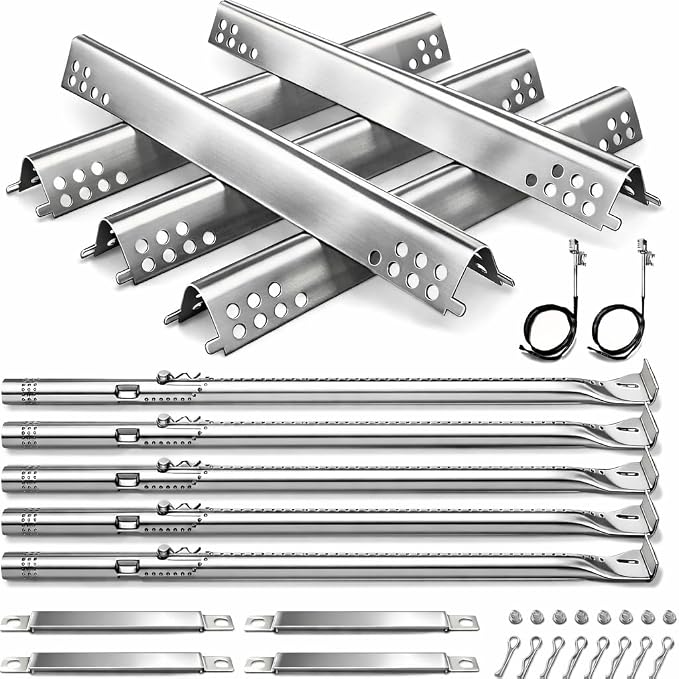 Utheer Grill Replacement Kit for Charbroil Performance 5 Burner 463347519 463347518 463275717 463243518, 475 4 Burner 463347017, 463673017, 463376018P2 Liquid Propane, Grill Burner Tubes, Heat Plates