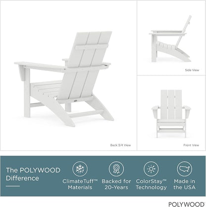 POLYWOOD Modern Adirondack Chair – All-Weather Outdoor Lawn Adirondack Chairs – HDPE, Fade-Resistant & Durable Outdoor Furniture – For Patio, Deck & Fire Pit Chairs – White