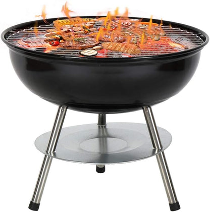 Charcoal Grill, 14-inch Outdoor Portable Charcoal Grill for Camping Patio Backyard Picnic (Black)