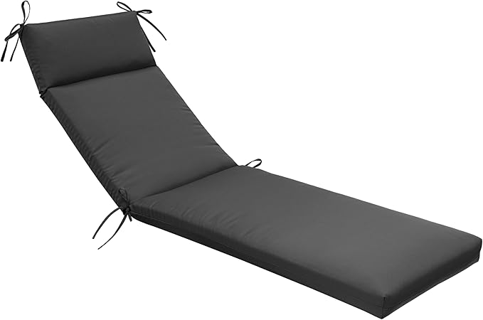 QILLOWAY Outdoor Chaise Lounge Cushion,All Weather High-Density Foam Recliner Chairs Replacement Cushions,Dark Grey.