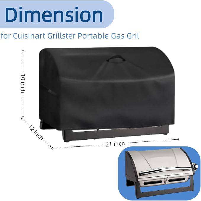 21 Inch Mini Gas Grill Cover for Cuisinart Grillster Portable Gas Grill | 21x12x10,Waterproof Dustproof Heavy Duty Oxford Fabric