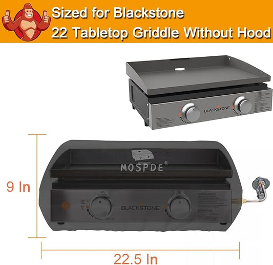 22 Inch Griddle Cover for Blackstone 1666 22 inch Grill Tabletop Griddle Without Hood Lid, Fits Blackstone 22" Grill Griddle with Grill Cover 600D Heavy Duty Water-Resistant