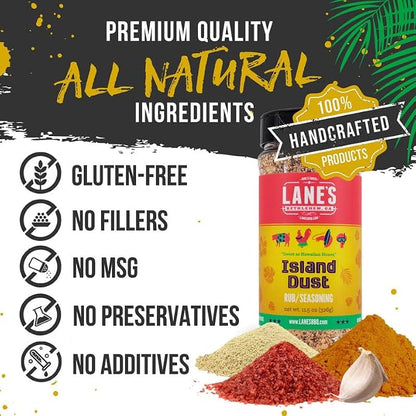 Lane's Island Dust Rub Alaea Hawaiian Sea Salt Seasoning Salt, All-Natural Hawaiian Alea Red Sea Salt Spice for Seafood & Meat, Made in USA, 11.5 Oz (Pack of 2)