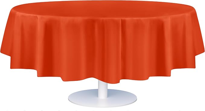 Grandipity 12 Pack Premium Disposable Plastic Tablecloth 84" Inch Decorative Round Table Cover - Orange