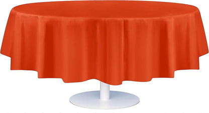 Grandipity 12 Pack Premium Disposable Plastic Tablecloth 84" Inch Decorative Round Table Cover - Orange
