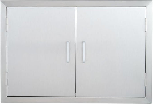 CO-Z Outdoor Kitchen Doors, 28" W x 19" H Weatherproof 304 Stainless Steel Built in BBQ Double Access Door for Outside Kitchen Commercial Grilling Station Barbeque Oven Island Storage Cabinet Door