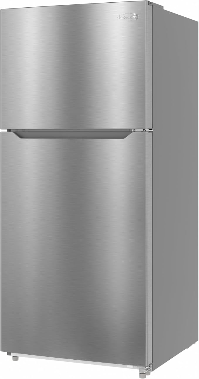 KoolMore 30 Inch 18 Cu Ft Top Freezer Refrigerator, Stainless Steel, Freestanding Full Size Fridge Freezer for Home Kitchen or Garage