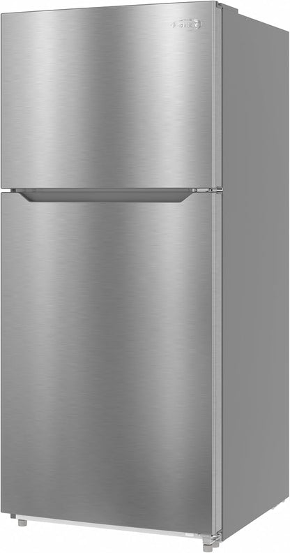 KoolMore 30 Inch 18 Cu Ft Top Freezer Refrigerator, Stainless Steel, Freestanding Full Size Fridge Freezer for Home Kitchen or Garage
