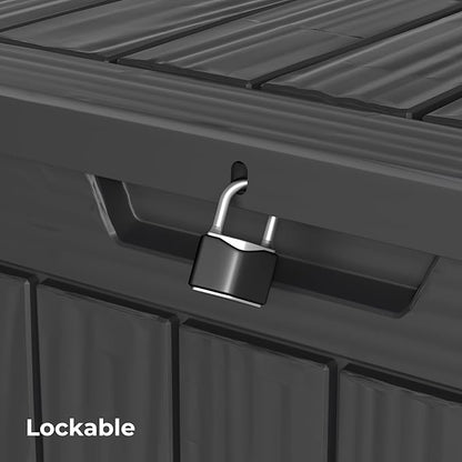 Outdoor Storage Box 30GAL Waterproof Resin Deck Box,UV-Resistant Lockable Package Delivery Bin for Garden Tools,Patio Outside Cushions,Pool Accessories Supplies,Chest,Furniture,Black
