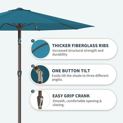 PatioKingdom 11FT Patio Umbrella,Outdoor Umbrella with Push Button Tilt and Crank,Market Table Umbrella with 8 Sturdy Fiberglass Ribs UV Protection