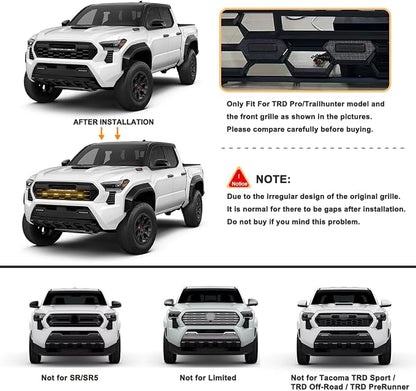 Amber LED Grille Lights for Tacoma TRD Pro/Trailhunter 2024 2025, 4Pcs Front Grill Light Kit with Wire Harness and Fuse